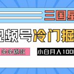 2024视频号三国冷门赛道掘金，条条视频爆款，操作简单轻松上手，新手小白也能月入1w