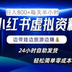 小红书虚拟资料项目，日入8张，简单易操作，24小时网盘自动发货，零成本，轻松玩赚副业