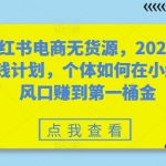 小红书电商无货源，2024年搞钱计划，个体如何在小红书风口赚到第一桶金