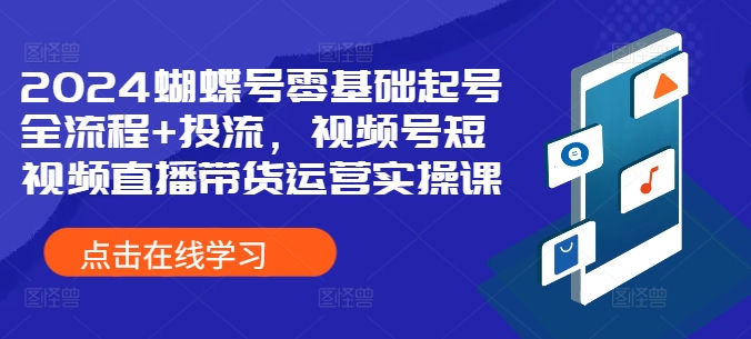 024蝴蝶号零基础起号全流程+投流，视频号短视频直播带货运营实操课"