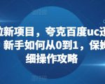 网盘拉新项目，夸克百度uc迅雷一起搞，新手如何从0到1，保姆级详细操作攻略