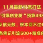 小红书11月最新图片打粉，一张图片引爆创业粉，“预算4980带我飞”，单条引流500+精准创业粉