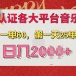 AI音乐申请各大平台音乐人，最详细的教材，一单60.第一天25单，日入多张【揭秘】