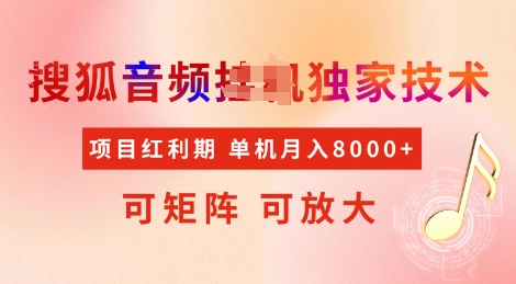 全网首发搜狐音频挂JI独家技术，项目红利期，可矩阵可放大，稳定月入8k【揭秘】