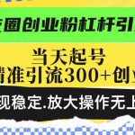 朋友圈创业粉杠杆引流术，当天起号日精准引流300+创业粉，变现稳定，放大操作无上限