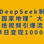 用DeepSeek制作“国家地理”大片，超绝视频引爆流量，单日变现多张