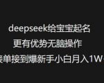 deepseek给宝宝起名更有优势无脑操作接单接到爆新手小白月入1W+