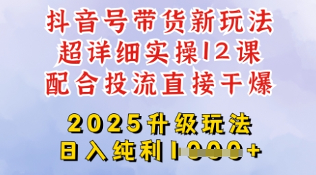 2025全新升级抖音带货玩法，一天纯利四位数，从剪辑到选品再到发布投流，超详细玩法揭秘